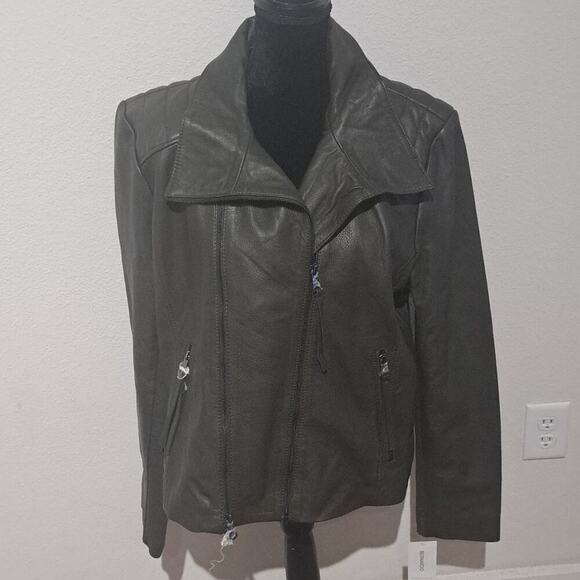 NWT BERNARDO authentic leather olive jacket, XXL, $425.00 - Picture 1 of 7
